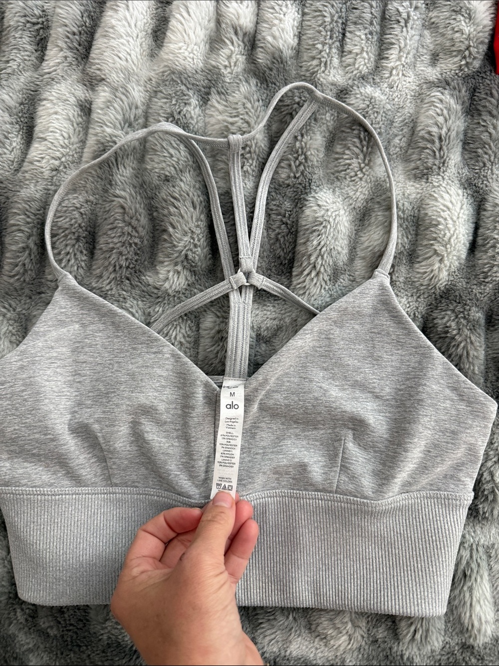 ALO Yoga Light Gray Strappy Sports Bralette